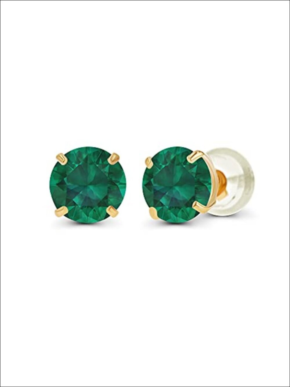 14K Solid Gold 6mm Round Gemstone Prong Set Stud Earrings for Women